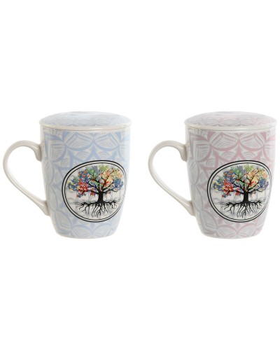Cup with Tea Filter Home ESPRIT Blue Pink 340 ml (2 Units)