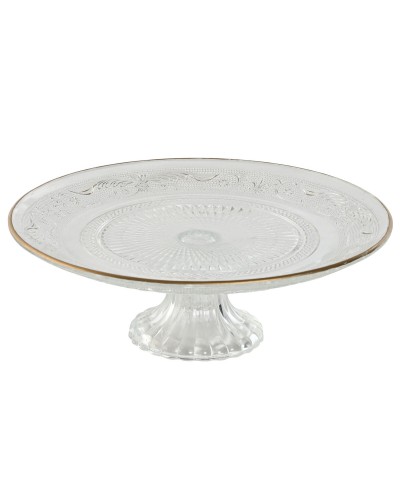 Plato Llano Home ESPRIT Transparente Dorado Cristal 23 x 23 x 8 cm