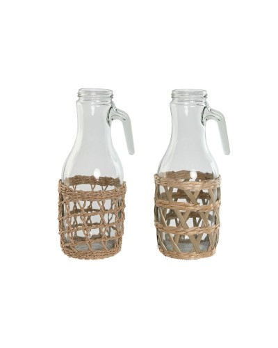 Kruik Home ESPRIT Natuurlijk Kristal Vezel (2 Stuks)