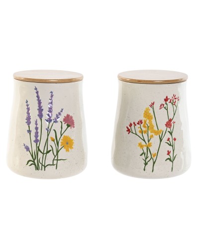 Gefäß Home ESPRIT Bunt Blomster Shabby Chic (2 Stück)