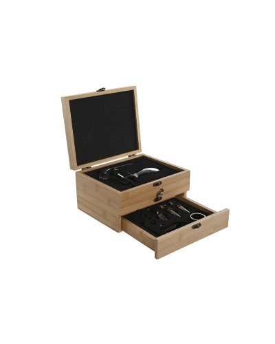 Set di Accessori per il Vino Home ESPRIT Naturale Bambù Acciaio inossidabile