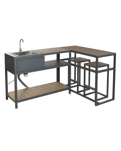 Meuble de cuisine Home ESPRIT Gris Naturel 127 x 100 x 90 cm 127 x 100 x 95 cm