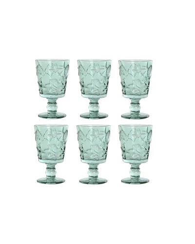 Setti laseja Home ESPRIT Turkoosi Kristalli 345 ml (6 osaa)