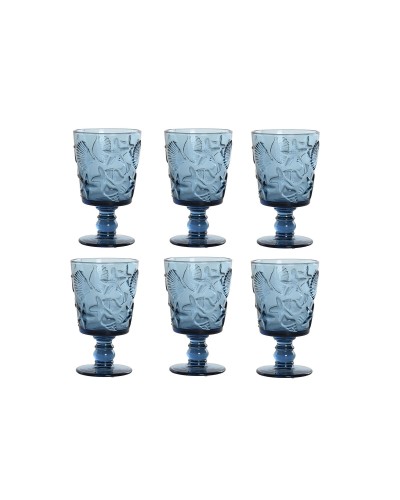 Gläsersatz Home ESPRIT Blau Kristall 345 ml (6 Stück)