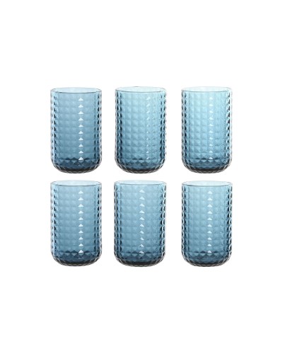 Set di Bicchieri Home ESPRIT Azzurro Cristallo 420 ml (6 Unità)