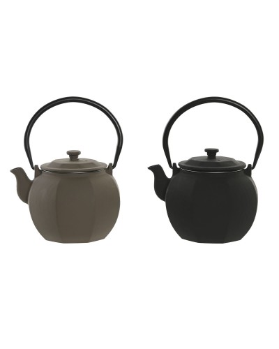 Teiera Home ESPRIT Nero Beige Acciaio inossidabile Ferro 780 ml (2 Unità)