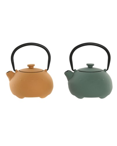 Teiera Home ESPRIT Giallo Verde Acciaio inossidabile Ferro 350 ml (2 Unità)