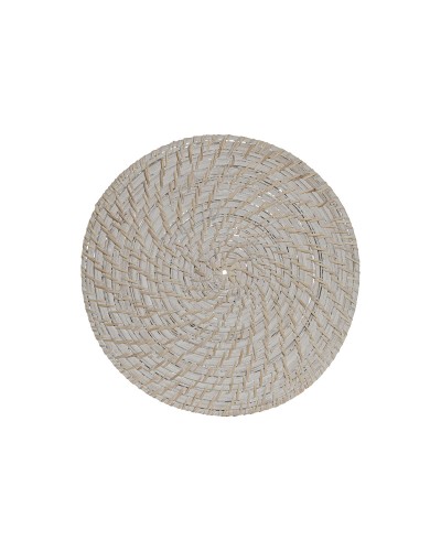 Table Mat Home ESPRIT White Natural Bamboo Rattan 34 x 34 x 1,5 cm