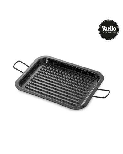 Vaello Grill 27 x 21 cm Enameled Black Steel for Cooking
