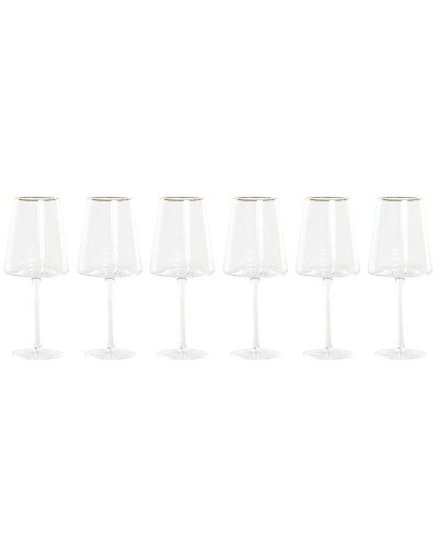 Set of cups Home ESPRIT Transparent Golden Crystal 400 ml (6 Units)