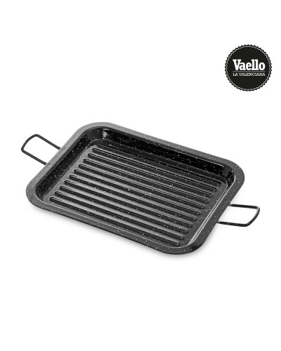 Vaello Black Enameled Steel Grill 31x25 cm, Non-stick and Dishwasher Safe
