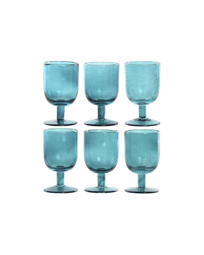 Set de Verres Home ESPRIT Turquoise Verre 300 ml (6 Unités)