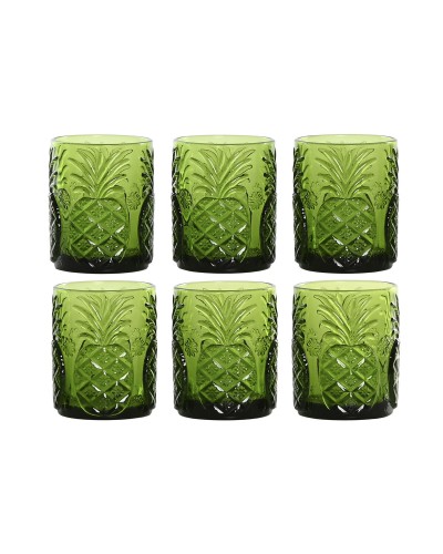 Set de Vasos Home ESPRIT Verde Cristal Con relieve 300 ml (6 Unidades)