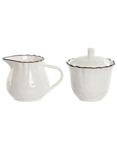 Laitière et sucrier Home ESPRIT Blanc Marron Porcelaine 250 ml 12 x 8,4 x 8 cm 2 Pièces
