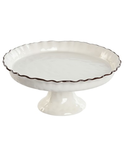 Plato Llano Home ESPRIT Blanco Marrón Porcelana 26 x 26 x 11 cm