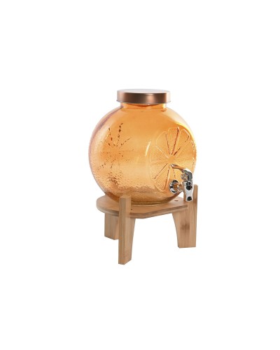 Dispenser di Acqua Home ESPRIT Arancio Bambù Cristallo 5 L 24 x 17,5 x 24 cm