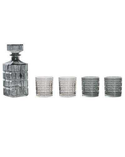 Set di bicchieri con bottiglia Home ESPRIT Grigio Cristallo Città 900 ml