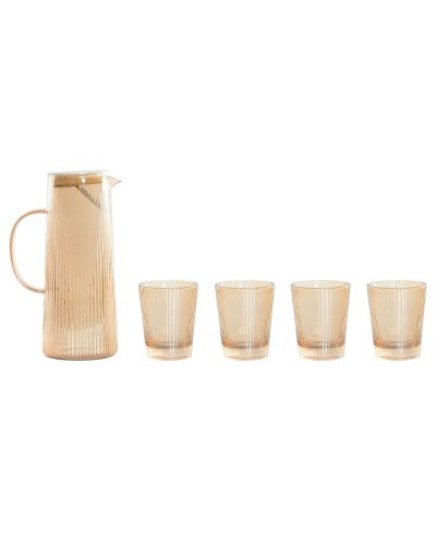 Set de jarra con vasos Home ESPRIT Ambar Vidrio de Borosilicato 1,25 L