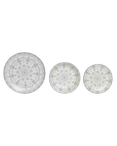 Servizio di Piatti Home ESPRIT Grigio chiaro Porcellana Scandi 18 Pezzi