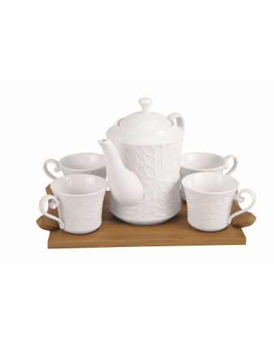 Set di Tazze da Caffè Home ESPRIT Bianco Bambù Porcellana