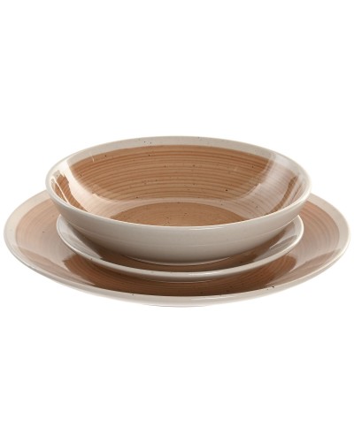 Tableware Home ESPRIT White Orange Stoneware 18 Pieces