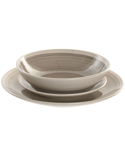 Matservis Home ESPRIT Beige Grå Stengods 18 Delar