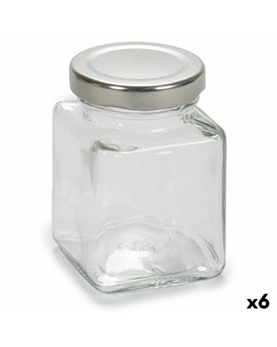 Purkki Läpinäkyvä Hopeinen Metalli Lasi 100 ml 5,6 x 7,6 x 5,6 cm (6 osaa)