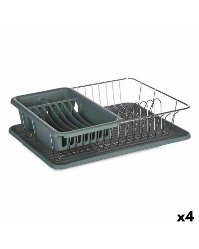 Diskställ Grå Metall Plast 43,5 x 11 x 33,5 cm (4 antal)