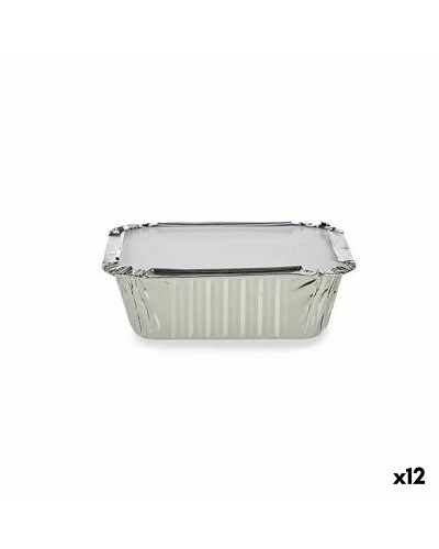 Dienbladenset Kinvara 16144 Aluminium 14,5 x 7,5 x 12,5 cm Wegwerpbaar Met deksel (12 Stuks)