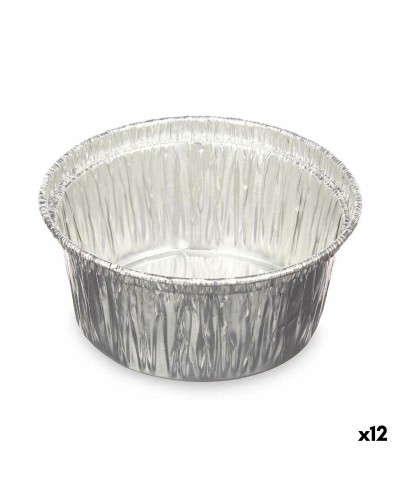 Flan Mould Kinvara 30228 Silver Aluminium 8,5 x 8 x 8,5 cm Disposable Circular (12 Units)