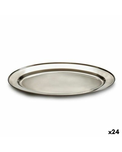 Schale Silberfarben Edelstahl 40 x 2,5 x 26,5 cm (24 Stück)