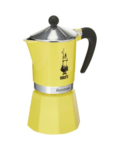 Italian Coffee Pot Bialetti Rainbow Yellow Jaune Metal 6 Cups