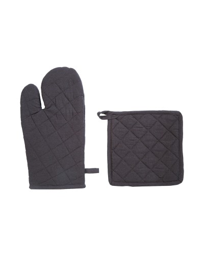 Manopla y Agarradera Atmosphera de Algodón Gris Oscuro - Set de Protección para la Cocina.
