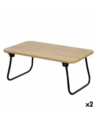 Opvouwbaar dienblad voor bed Max Home Hout Staal Melamine 53 x 22 x 30 cm 2 Stuks