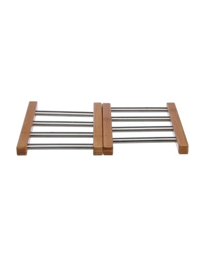 Sottopentola Estensibile Secret de Gourmet, Acciaio Inossidabile Naturale 35,2 x 22,2 x 2 cm