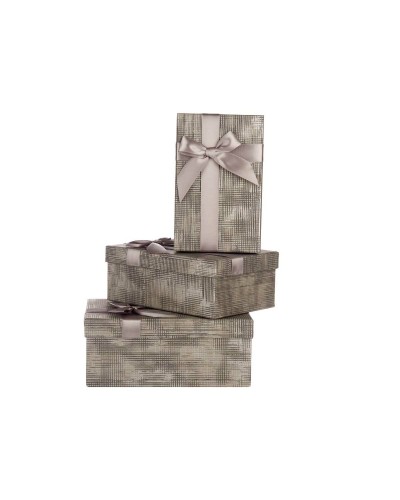 Boîtes Décoratives Anthracite en Carton Ondulé avec Ruban, Ensemble de 3
