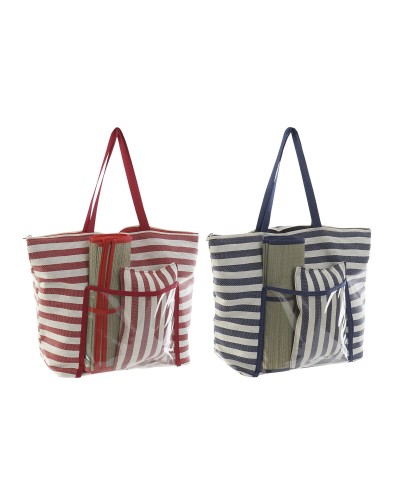 Beach Bag DKD Home Decor 55 x 17 x 35 cm Canvas Red Blue PVC (2 Units)