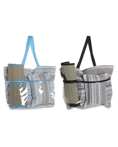 Sac de plage DKD Home Decor Bleu Marron Vert Gris Menthe PVC Toile 44 x 23 x 62 cm (2 Unités)