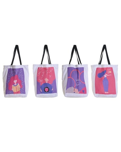 Bolsa de tela DKD Home Decor Blanco polialgodon Poliéster 43 x 15 x 40 cm (4 Unidades)