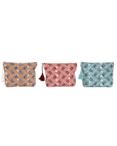 Neceser de Viaje Home ESPRIT Marrón Turquesa Coral 25 x 5 x 20 cm (3 Unidades)