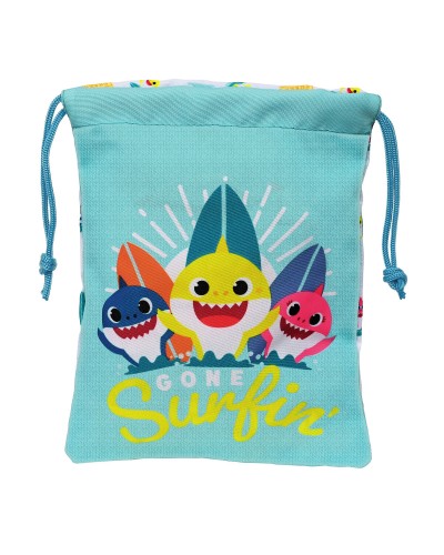 Eväspussi Baby Shark Surfing Sininen Valkoinen PVC 20 x 25 x 1 cm Säkki