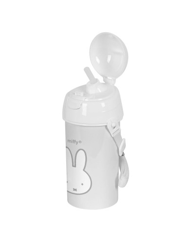Bottiglia con Tappo e Cannuccia Miffy Niebla Grigio PVC 500 ml