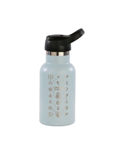 Botella Térmica Real Madrid C.F. Negro Silicona Acero Inoxidable