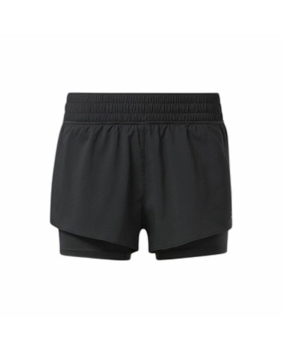 Pantalones Cortos Deportivos para Mujer Reebok Wor Run 2 In 1 Short Negro