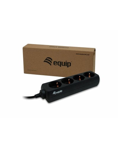 4-socket plugboard without power switch Equip 333281 Black 1,1 m