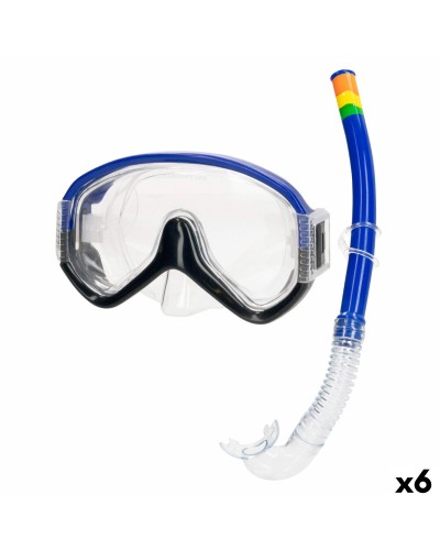 Masque de Plongée avec Tube AquaSport Bleu (6 Unités)
