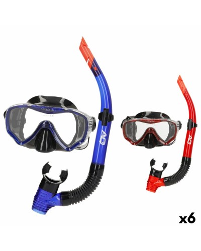 Snorkelbril en -buis voor Kinderen AquaSport Blauw Rood (6 Stuks)