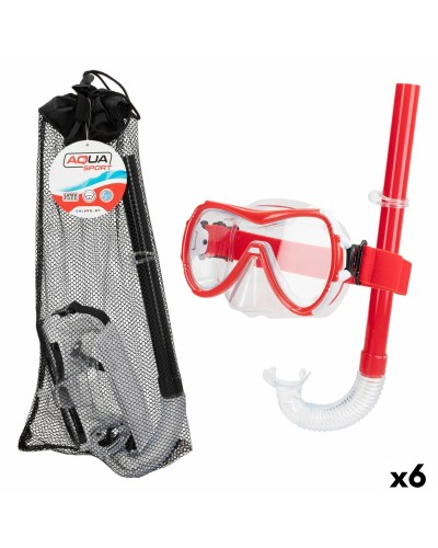 Snorkel och cyklop AquaSport Svart Röd (6 antal)
