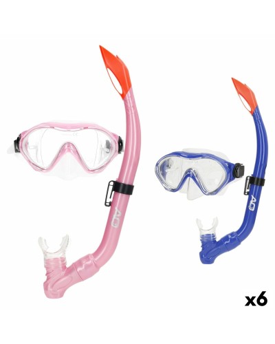 Occhialini da Snorkeling e Boccaglio AquaSport Azzurro Rosa (6 Unità)