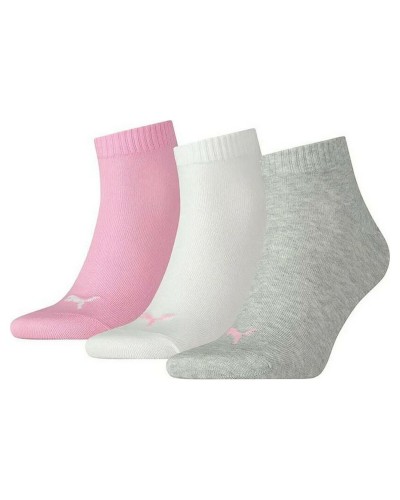 Calcetines Deportivos Puma Quarter Plain Gris Rosa Blanco (3 pcs)